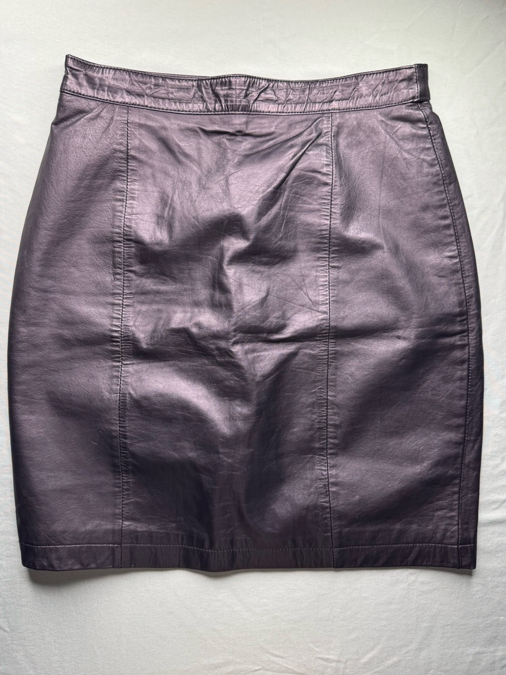 VTG 80s Wilson Moto Black Leather A-line Biker Mini Skirt Whimsigoth